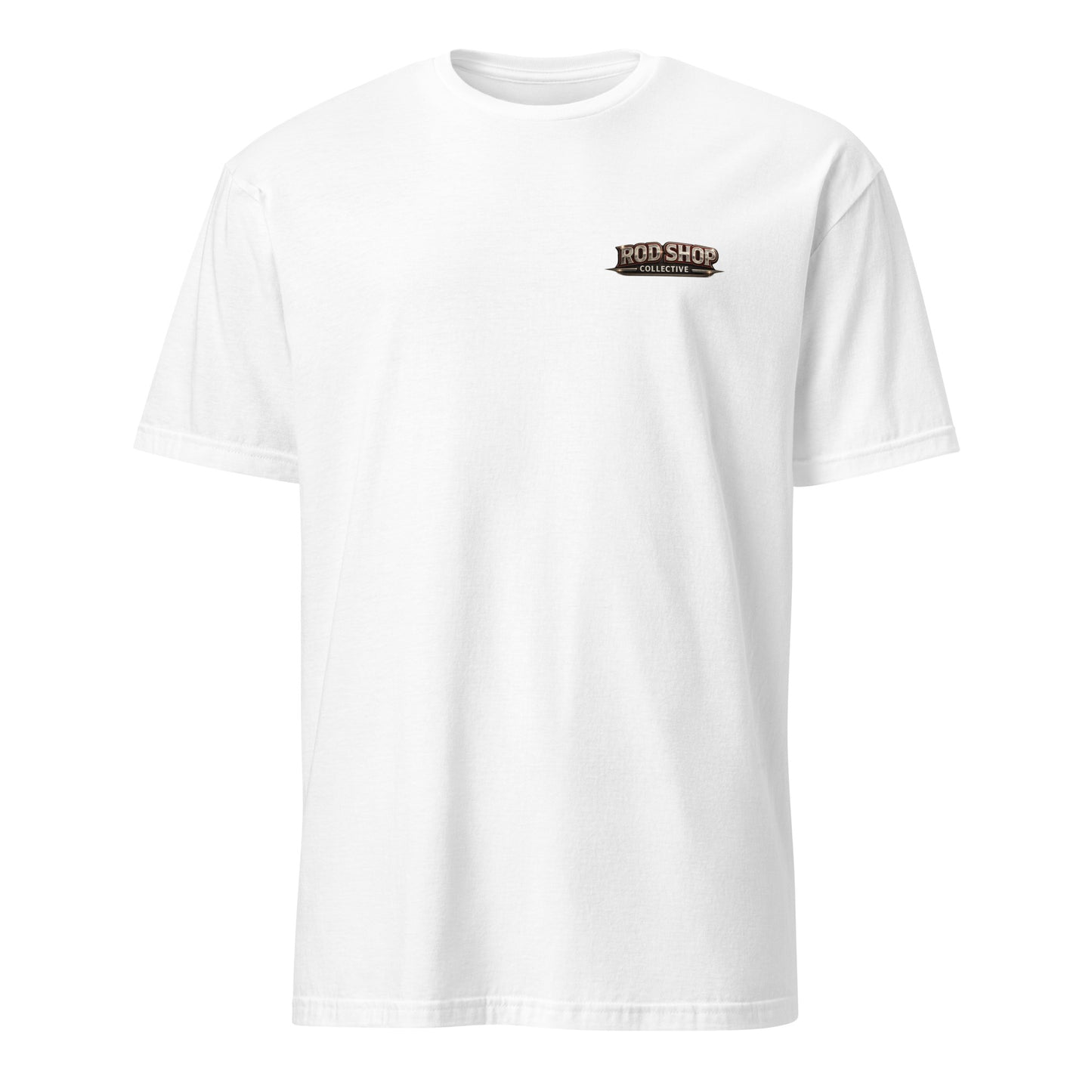 Eat Tacos Drive Trucks t-shirt featuring a slammed OBS Chevy short bed truck — funny taco and truck humor tee on white front pocket design — Rod Shop Collective — Louisville, Kentucky