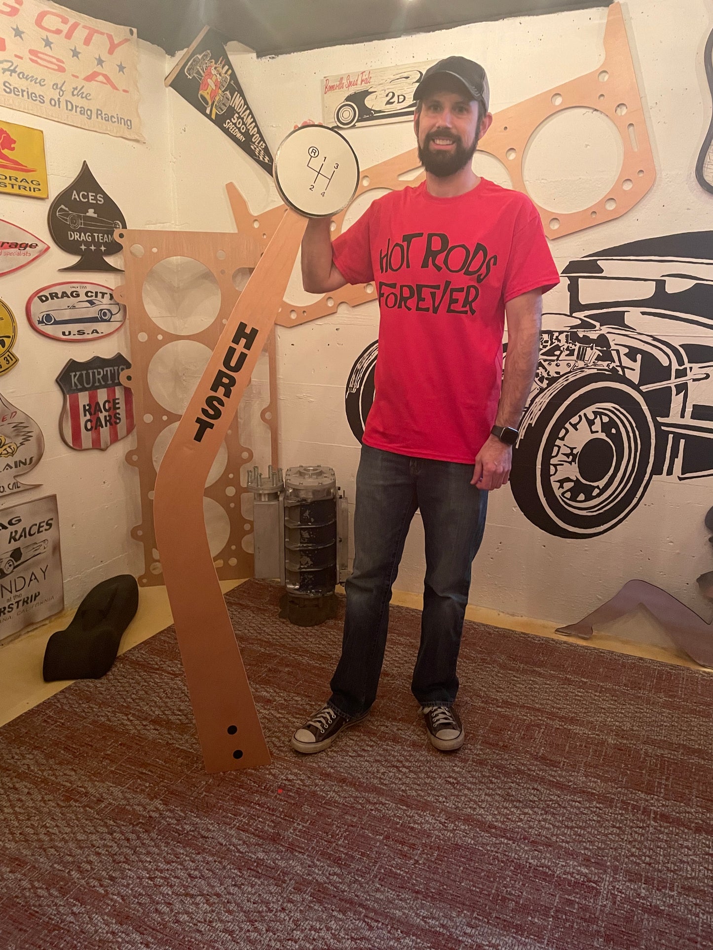 Hot Rod Garage Art. Wood Hurst Shifter Hot Rod Sign. Detroit Muscle Car. Stick Shift NHRA Racing.