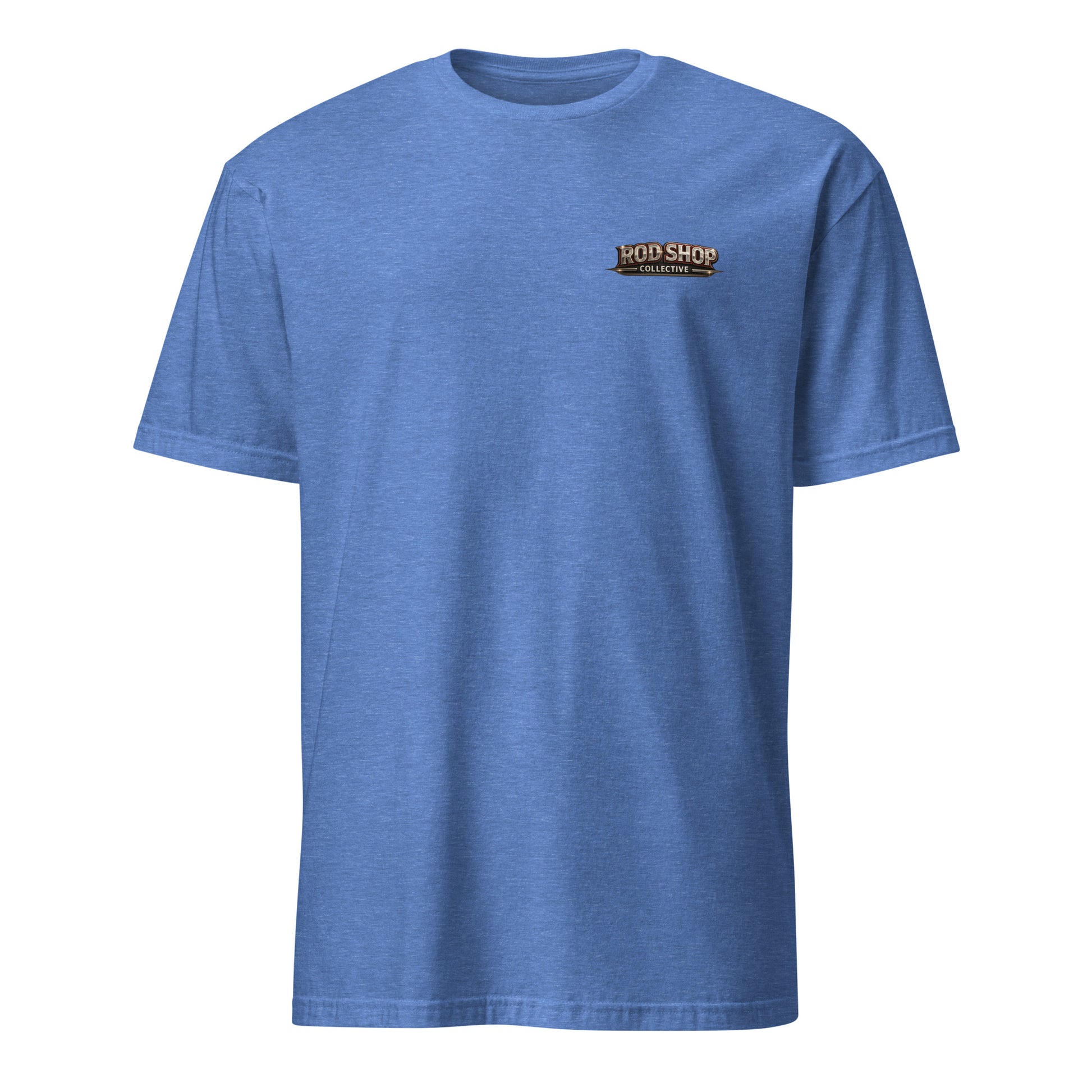 Eat Tacos Drive Trucks t-shirt featuring a slammed OBS Chevy short bed truck — funny taco and truck humor tee on blue front pocket design — Rod Shop Collective — Louisville, Kentucky