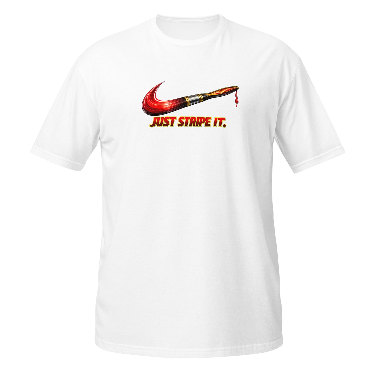 Just Stripe It t-shirt — funny automotive pinstriper and kustom kulture humor tee on black — Rod Shop Collective — Louisville, Kentucky