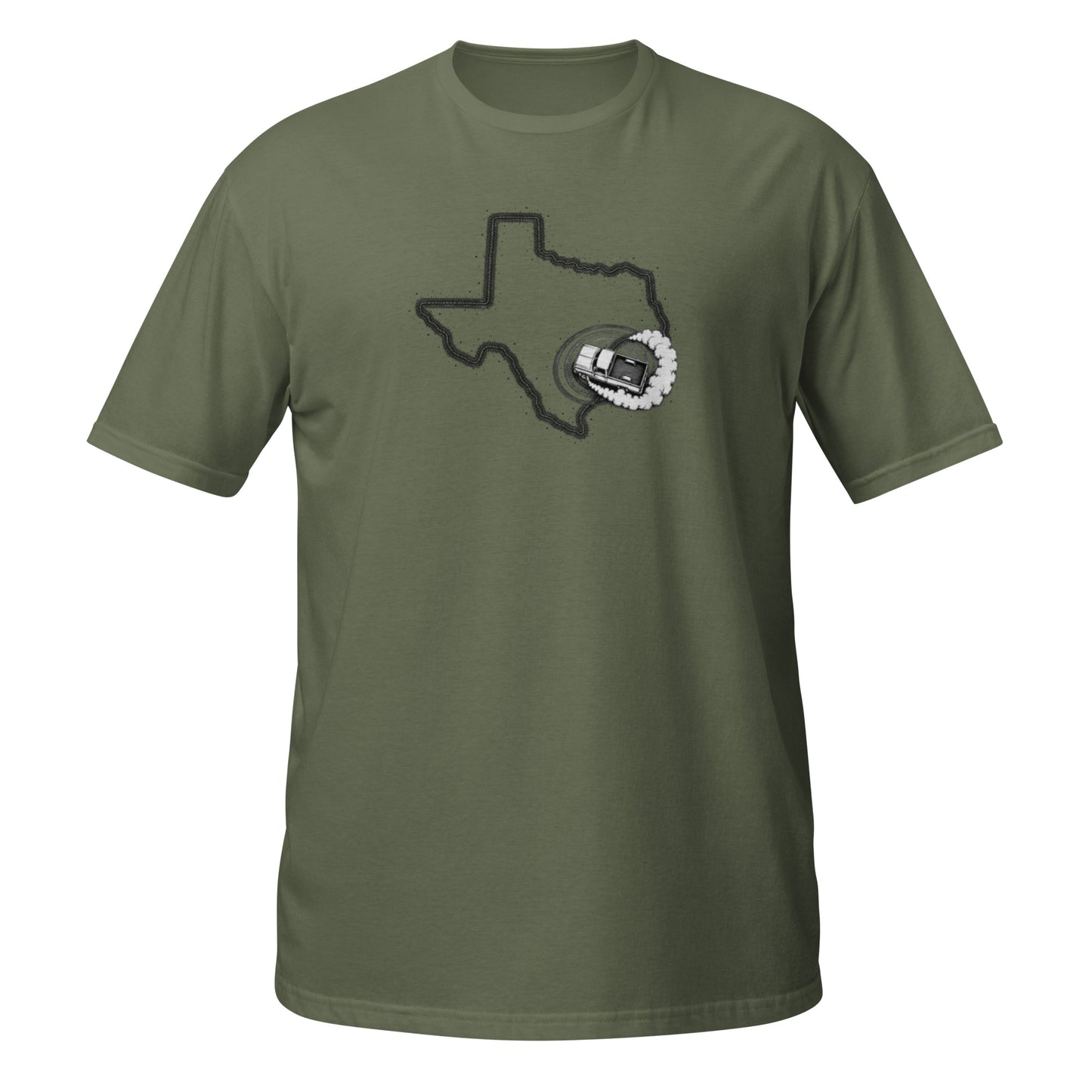 Texas State of Burnout t-shirt — Chevy C10 burnout in the shape of Texas — premium black tee — State of Burnout collection by Rod Shop Collective