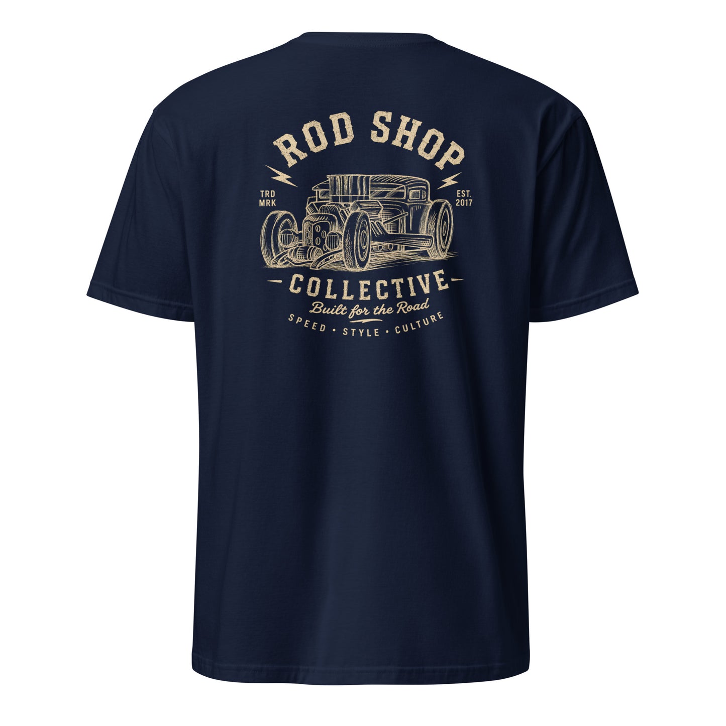 The Ridge Park Terror graphic detail — hand illustrated bare metal chopped 1930 Model A coupe badge design — The Trademark Collection by Rod Shop Collective