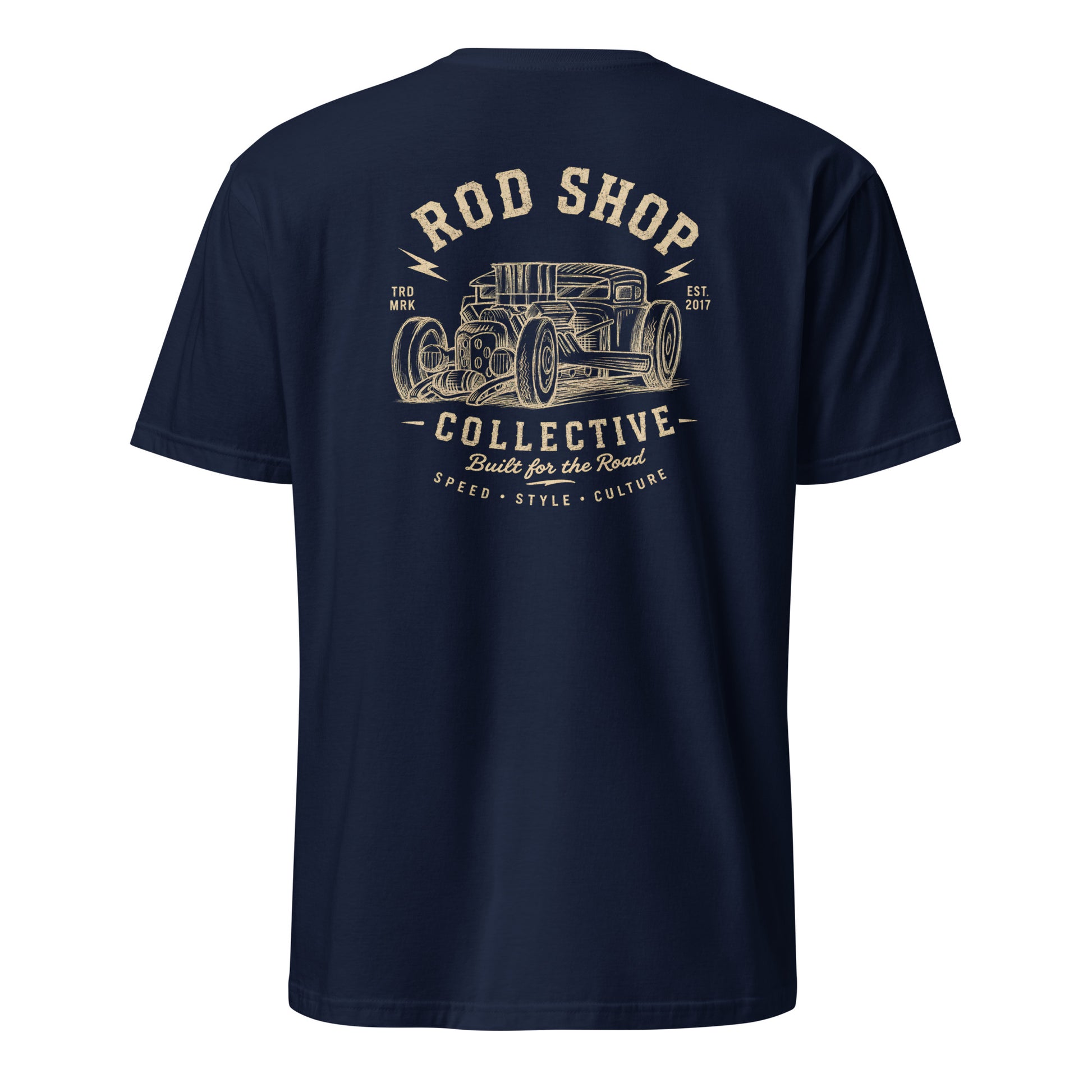 The Ridge Park Terror graphic detail — hand illustrated bare metal chopped 1930 Model A coupe badge design — The Trademark Collection by Rod Shop Collective