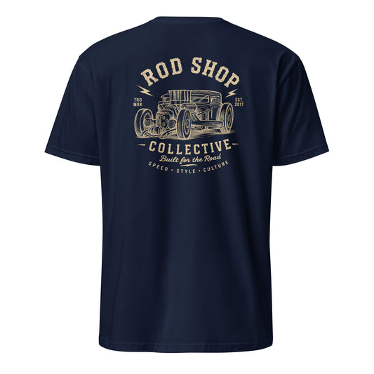 The Ridge Park Terror graphic detail — hand illustrated bare metal chopped 1930 Model A coupe badge design — The Trademark Collection by Rod Shop Collective