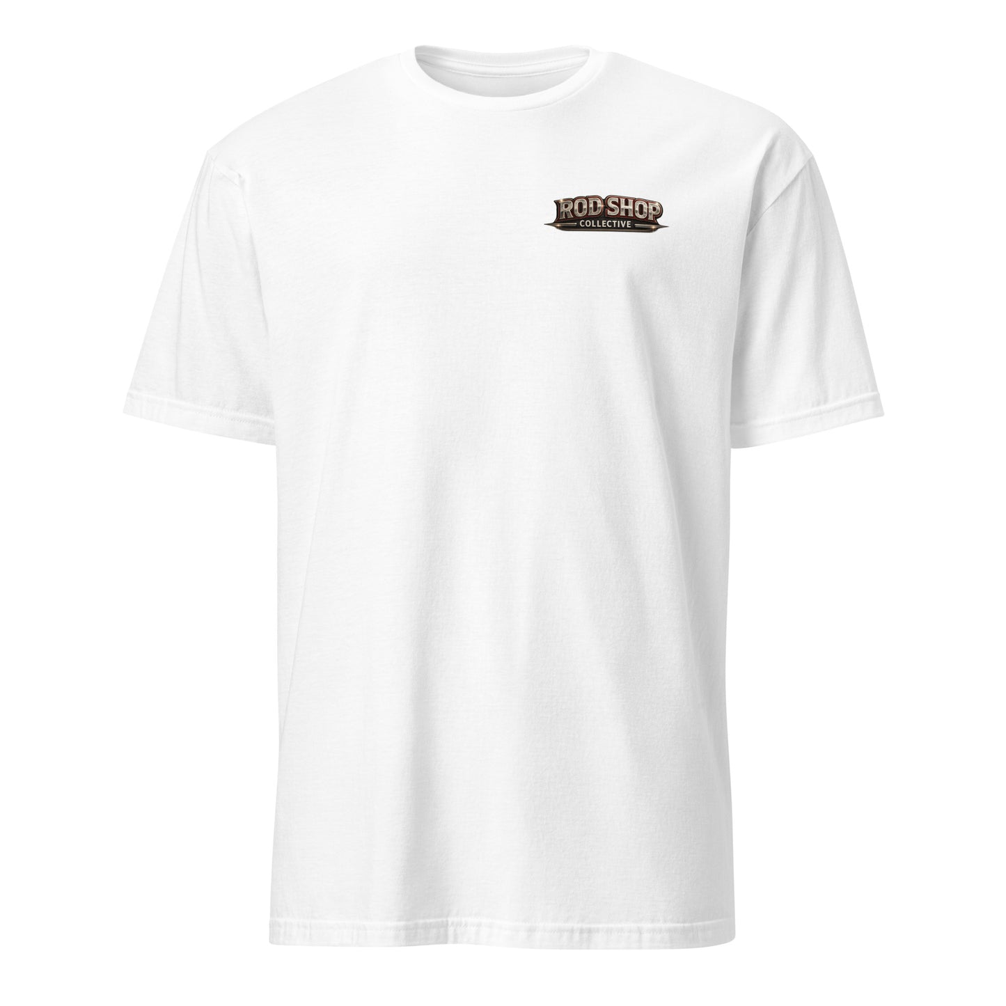 Will Weld For Tacos t-shirt — funny welder and fabricator humor charcoal tee front pocket design on white — Rod Shop Collective — Louisville, Kentucky