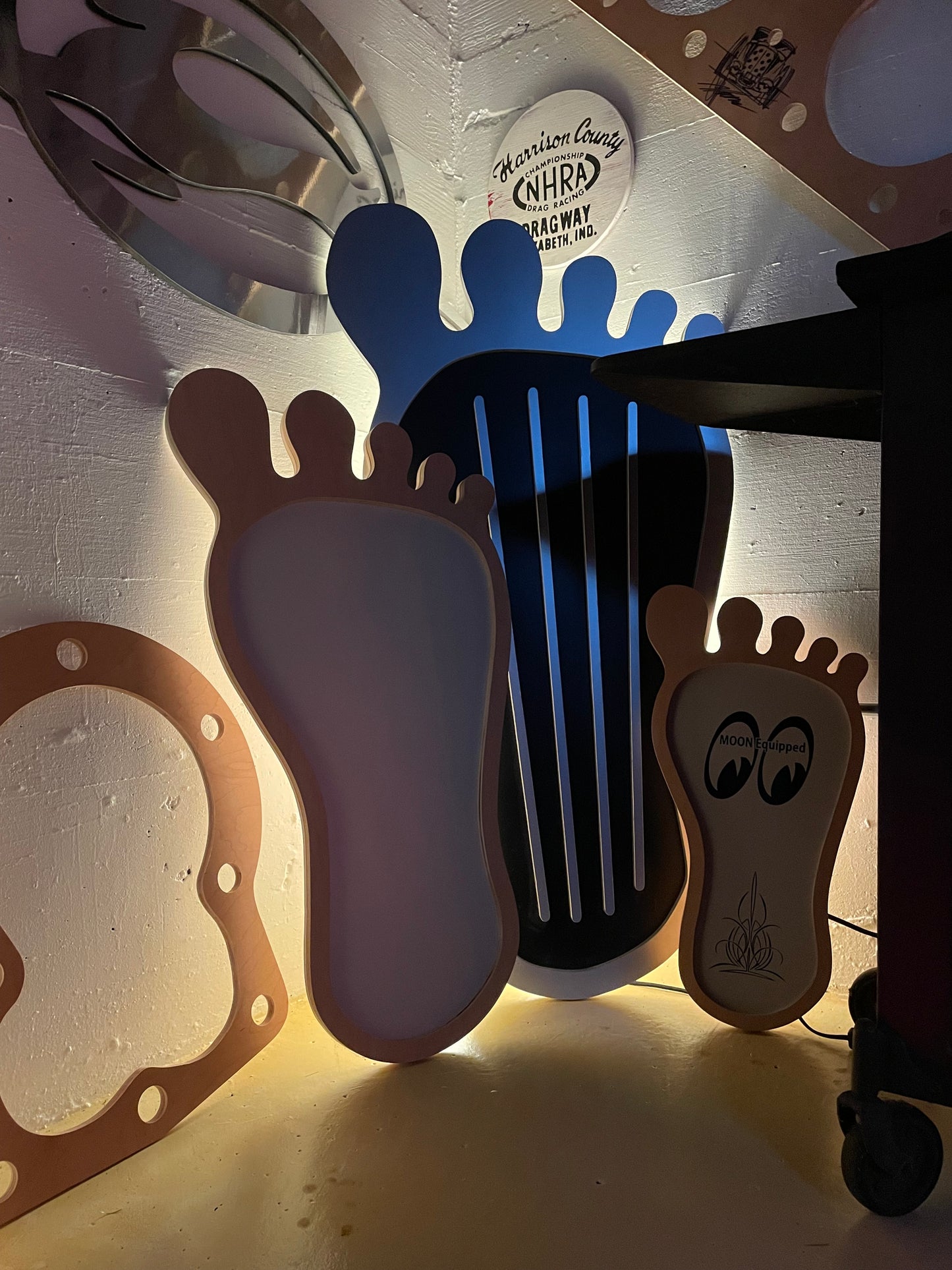 Giant Foot Gas Pedals. Drag Racing Muscle Car Garage Art. Handmade.