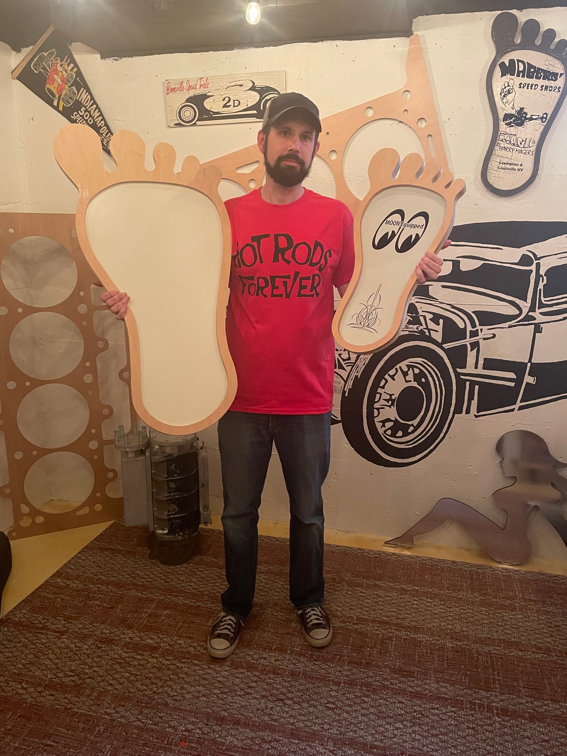 Giant Foot Gas Pedals. Drag Racing Muscle Car Garage Art. Handmade.