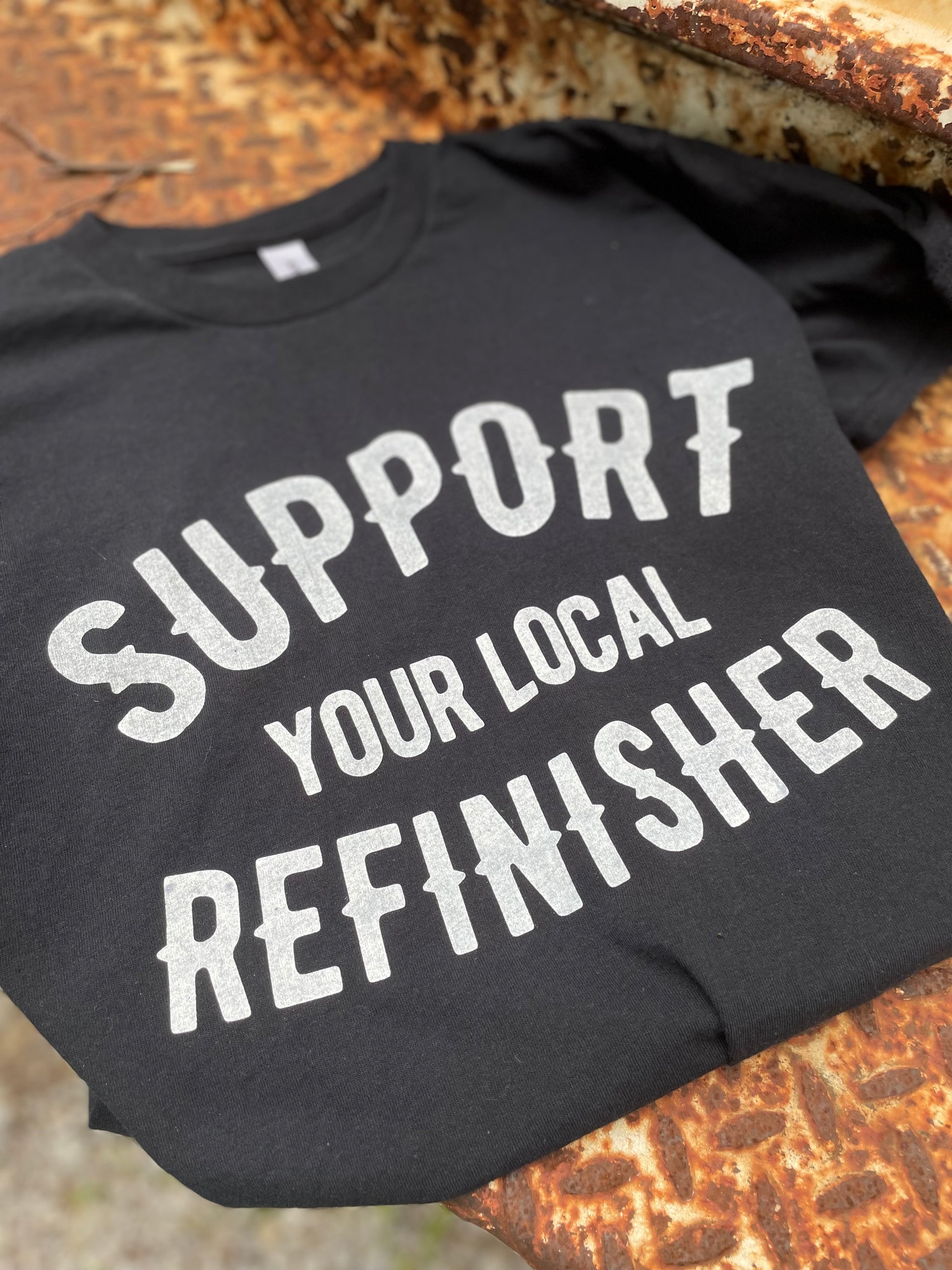 SUpport Your Local Refinisher Shirt. Blue Collar Auto Body Tech.